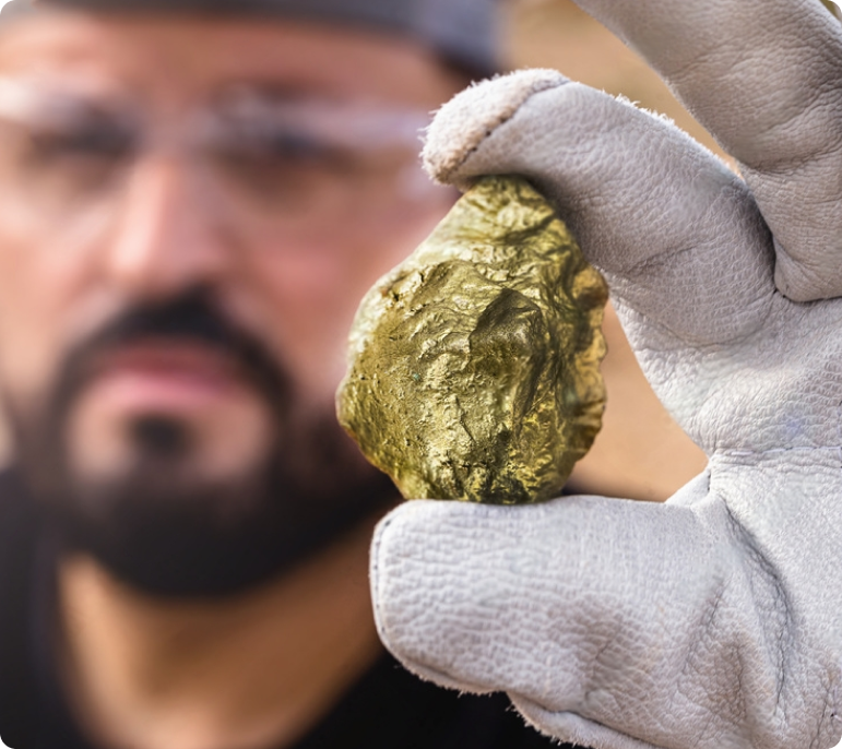 Geologists conducting Metallurgical Analysis and Testing for gold samples.
